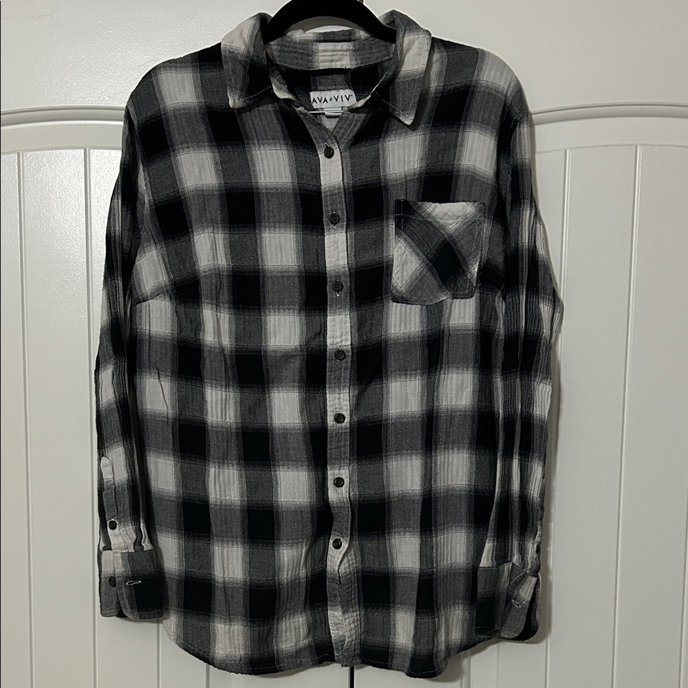 Ava & Viv Monochrome Plaid Shirt